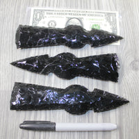 3 Obsidian Ornamental Tomahawk Heads #7444  Ax Axe Hatchet