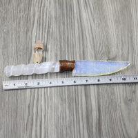 Selenite Spiral Handle Opalite Blade Ornamental Knife #3744 Mountain Man Knife