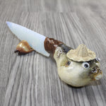 Puffer Fish Handle Opalite Blade Ornamental Knife #0044 Mountain Man Knife