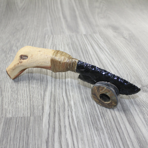 Ghost Wood Handle Obsidian Blade Ornamental Knife #33245 Mountain Man Knife