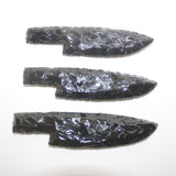 3 Obsidian Ornamental Knife Blades  #3115  Mountain Man Knife