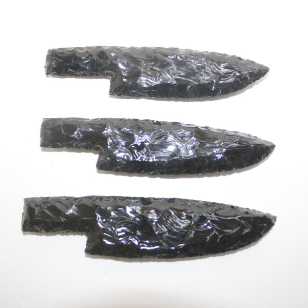 3 Obsidian Ornamental Knife Blades  #3115  Mountain Man Knife