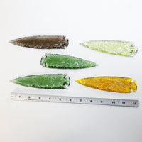 5 Glass Ornamental Spearheads  #6814  Arrowhead