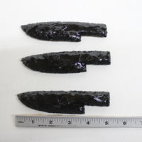 3 Obsidian Ornamental Knife Blades  #1018  Mountain Man Knife