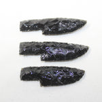 3 Small Obsidian Ornamental Knife Blades  #0323  Mountain Man Knife z