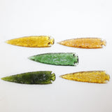 5 Glass Ornamental Spearheads  #7314  Arrowhead
