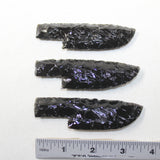 3 Small Obsidian Ornamental Knife Blades  #3023  Mountain Man Knife