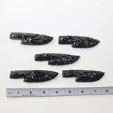 5 Small Obsidian Ornamental Knife Blades  #8123  Mountain Man Knife