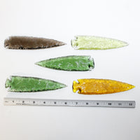 5 Glass Ornamental Spearheads  #6814  Arrowhead