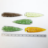 5 Glass Ornamental Spearheads  #6814  Arrowhead