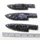 3 Obsidian Ornamental Knife Blades  #8924  Mountain Man Knife