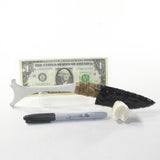 Buffalo Hyoid Bone Handle Obsidian Blade Ornamental Knife #21733 Mountain Man Knife