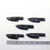 5 Small Obsidian Ornamental Knife Blades  #9223  Mountain Man Knife