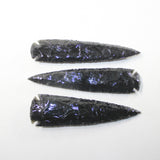 3 Obsidian Ornamental Spearheads  #1625  Arrowhead