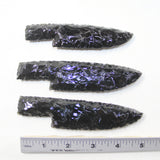 3 Obsidian Ornamental Knife Blades  #8924  Mountain Man Knife