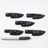 5 Small Obsidian Ornamental Knife Blades  #9223  Mountain Man Knife