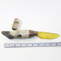 Deer Foot Handle Glass Blade Ornamental Knife #1525 Mountain Man Knife