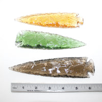 3 Glass Ornamental Spearheads  #9914  Arrowhead