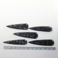 5 Obsidian Ornamental Spearheads  #4725  Arrowhead