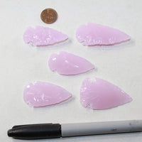 5 Pink Glass Ornamental Arrowheads  #4126  Arrowhead