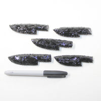 5 Small Obsidian Ornamental Knife Blades  #8123  Mountain Man Knife