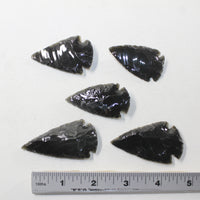 5 Large Obsidian Ornamental Arrowheads  #382n  Arrowhead