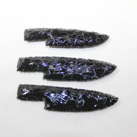 3 Obsidian Ornamental Knife Blades  #8924  Mountain Man Knife