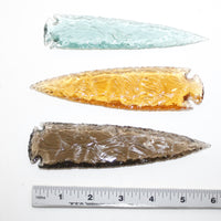 3 Glass Ornamental Spearheads  #4213  Arrowhead