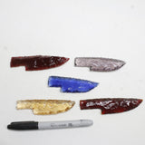 5 Small Glass Ornamental Knife Blades  #281D  Mountain Man Knife