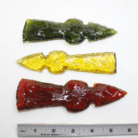 3 Glass Ornamental Tomahawk Heads #9519  Ax Axe Hatchet
