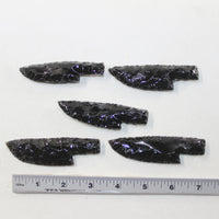 5 Small Obsidian Ornamental Knife Blades  #5624  Mountain Man Knife
