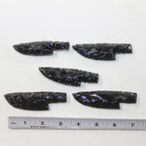 5 Small Obsidian Ornamental Knife Blades  #5624  Mountain Man Knife
