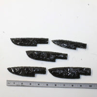 5 Obsidian Ornamental Knife Blades  #681D  Mountain Man Knife