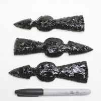 3 Obsidian Ornamental Tomahawk Heads #4810  Ax Axe Hatchet