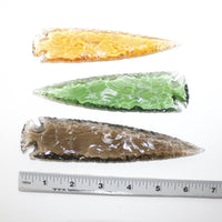 3 Glass Ornamental Spearheads  #9914  Arrowhead