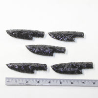 5 Small Obsidian Ornamental Knife Blades  #0323  Mountain Man Knife