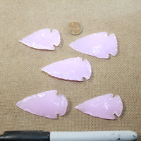 5 Pink Glass Ornamental Arrowheads  #3025  Arrowhead