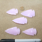 5 Pink Glass Ornamental Arrowheads  #3025  Arrowhead
