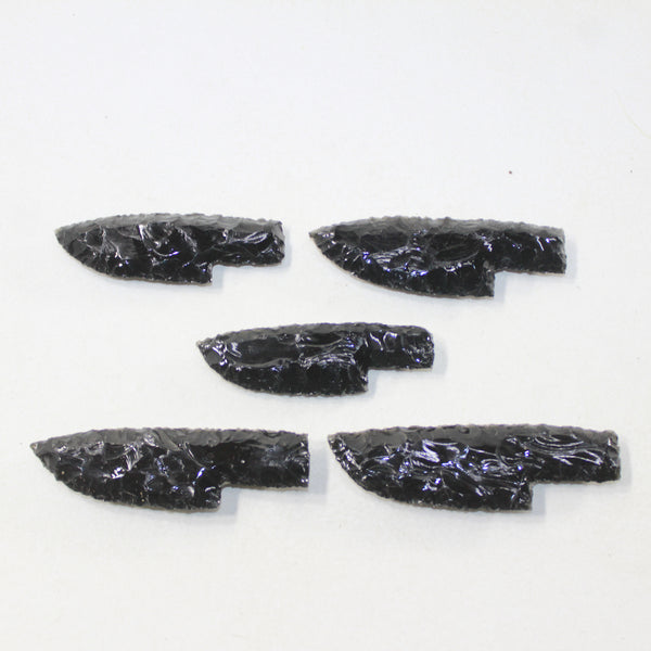 5 Small Obsidian Ornamental Knife Blades  #4524  Mountain Man Knife