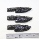 3 Small Obsidian Ornamental Knife Blades  #0323  Mountain Man Knife