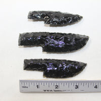 3 Small Obsidian Ornamental Knife Blades  #5524  Mountain Man Knife