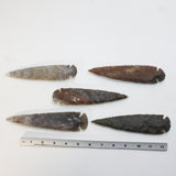 5 Stone Ornamental Spearheads  #9819  Arrowhead