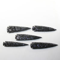 5 Obsidian Ornamental Spearheads  #4725  Arrowhead