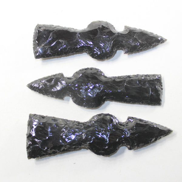 3 Obsidian Ornamental Tomahawk Heads #372N  Ax Axe Hatchet