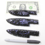 3 Obsidian Ornamental Knife Blades  #8924  Mountain Man Knife