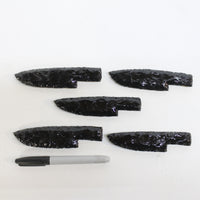 5 Obsidian Ornamental Knife Blades  #2218  Mountain Man Knife