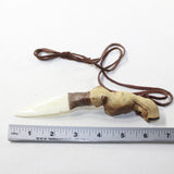Grapevine Wood Handle Bone Blade Knife Necklace  #9120 Mountain Man Necklace