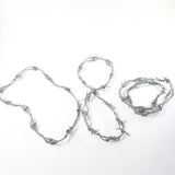 3 Leather Barbed Wire Necklaces Gray Colored   #9925