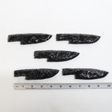 5 Obsidian Ornamental Knife Blades  #1018  Mountain Man Knife