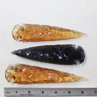 3 Glass Ornamental Spearheads  #7026  Arrowheads
